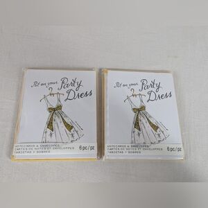 Timree Note Cards Glamour Girl Put On Your Party Dress Gold White Sparkle Blank